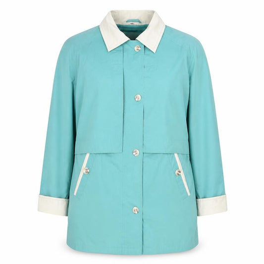 Front view of Damart women’s green jacket, size UK 14, button