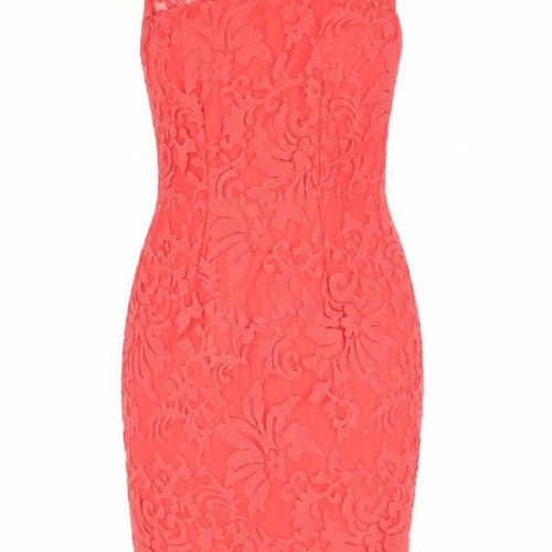 Debenhams Womens Red Cotton Bodycon Size 8 Round Neck Zip