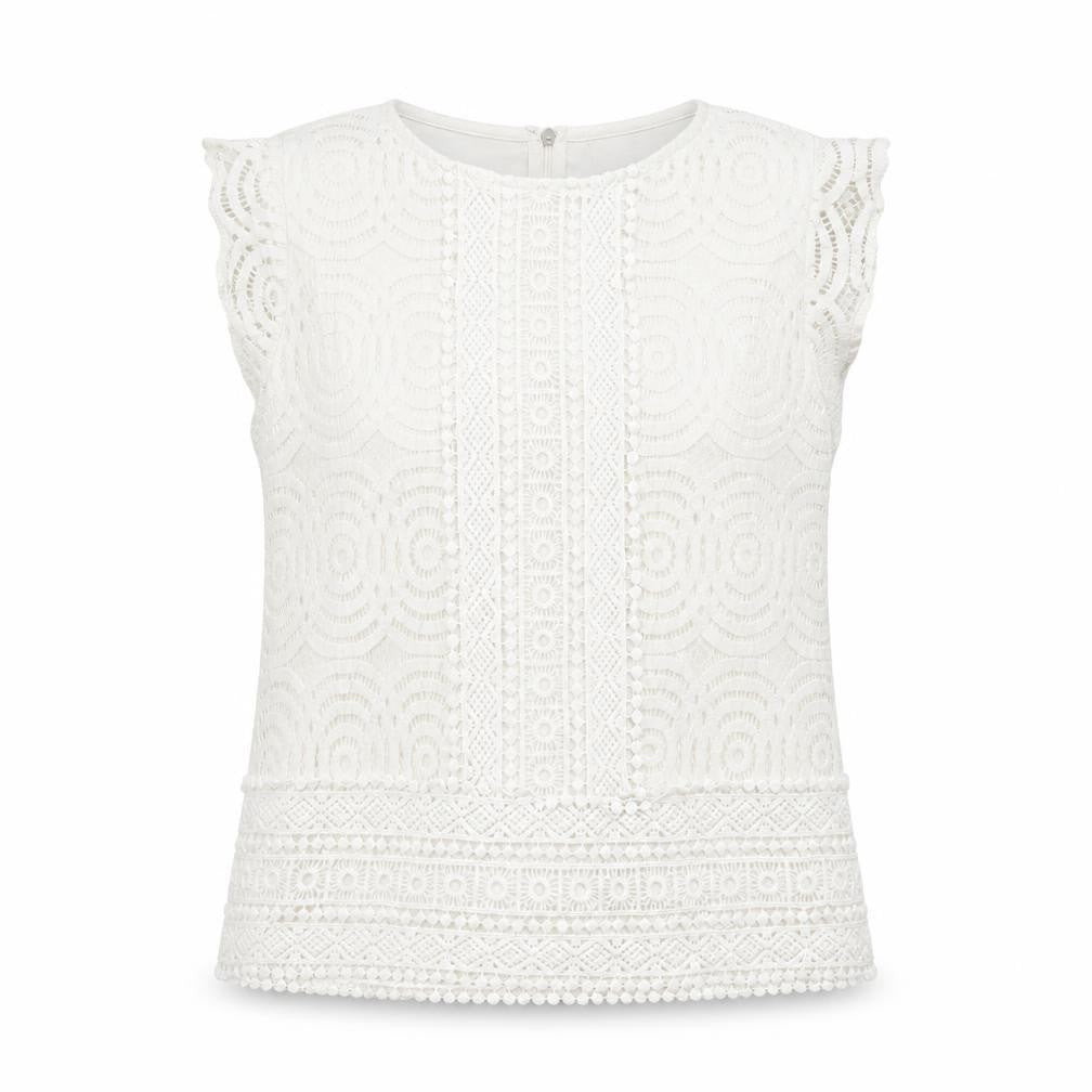 Front view of Apricot women’s white polyamide basic tank, size UK 10, round neck