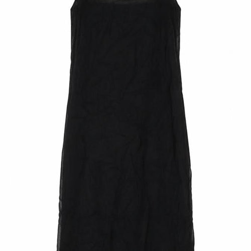 Marks and Spencer Womens Black Cotton Tank Dress Size 6 V-Neck Pullover - Camisole
