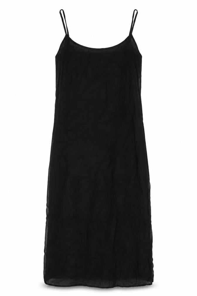 Marks and Spencer Womens Black Cotton Tank Dress Size 6 V-Neck Pullover - Camisole