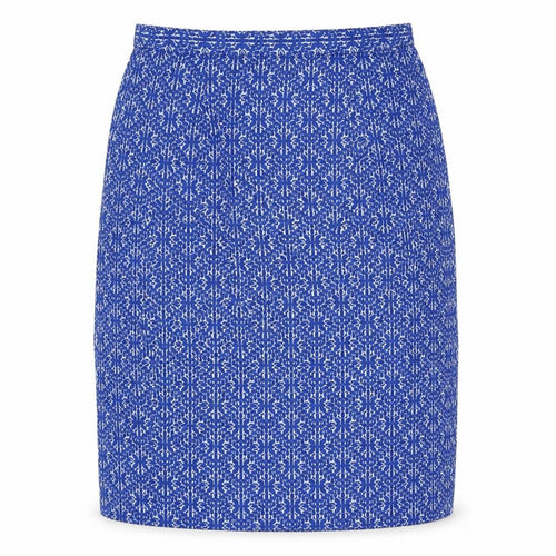 Preworn Womens Blue Geometric Polyester A-Line Skirt Size 36 in