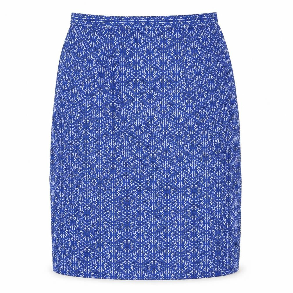 Preworn Womens Blue Geometric Polyester A-Line Skirt Size 36 in