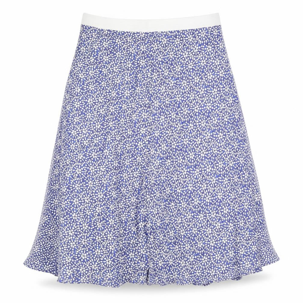Preworn Womens Blue Geometric Polyester Flare Skirt Size 32 in
