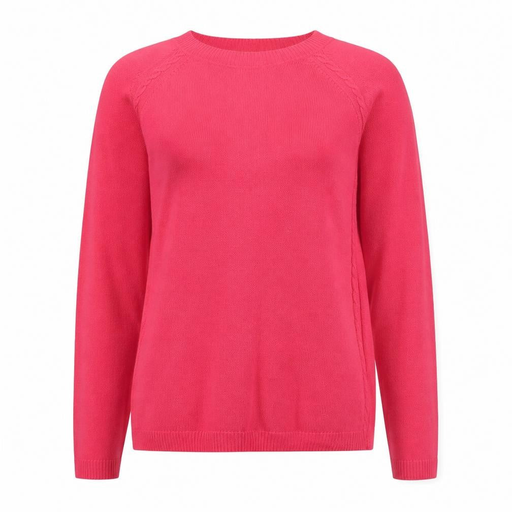 Front view of Tu women’s pink crew neck acrylic jumper, size UK 8