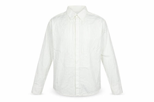 Front view of Gap men’s ivory cotton button-up, size M, collared button