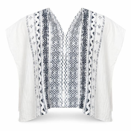 Steve Madden Womens White V-Neck Geometric Rayon Cape Jumper One Size