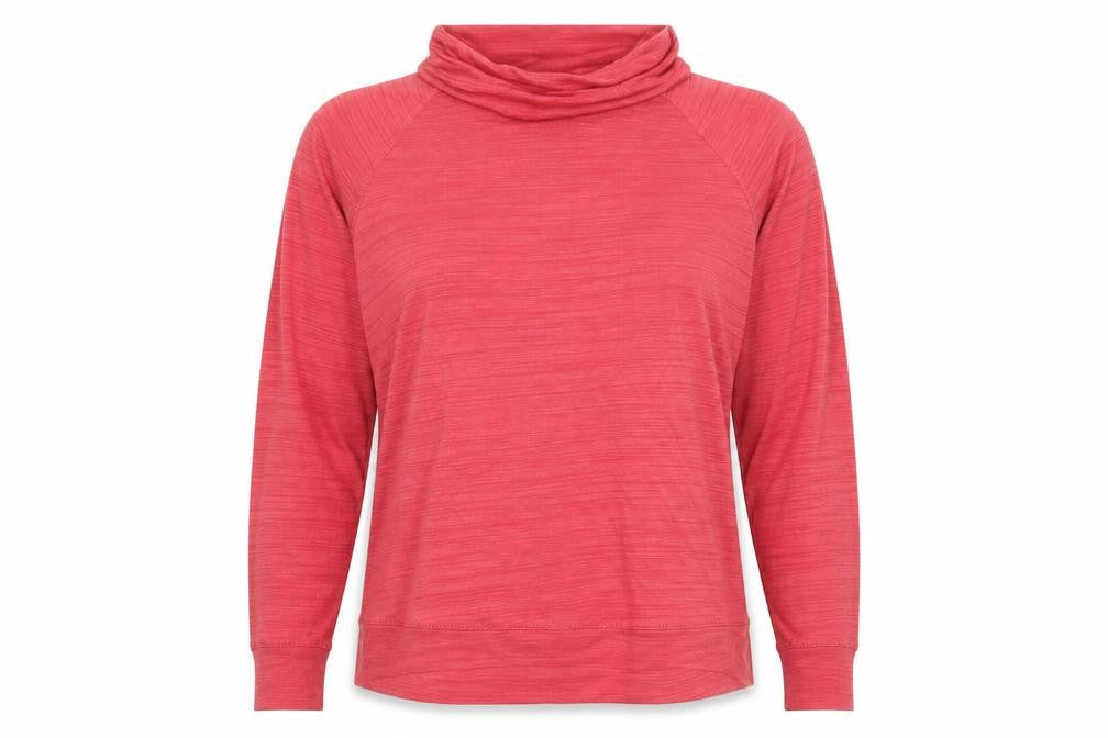 Front view of Next women’s red polyester basic t-shirt, size UK 12, roll neck