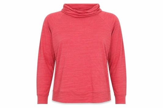 Front view of Next women’s red polyester basic t-shirt, size UK 12, roll neck