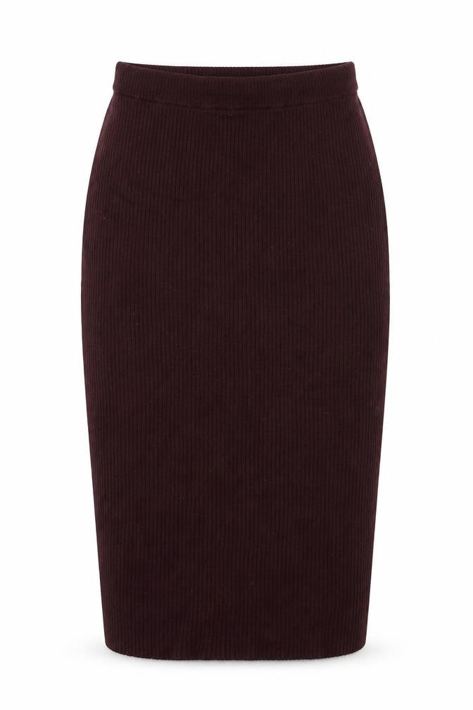 Front view of H&M women’s red polyester peasant skirt, size S