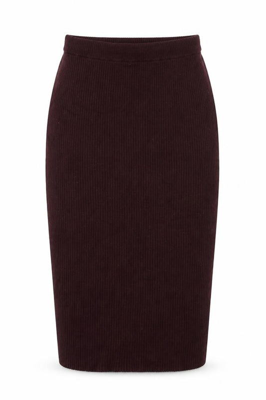 Front view of H&M women’s red polyester peasant skirt, size S