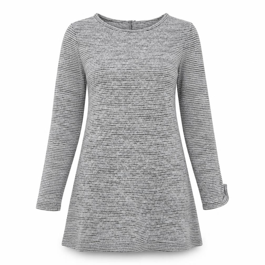 Front view of Gap women’s grey polyester a-line, size M, round neck pullover
