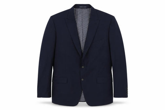 Front view of Marks & Spencer men’s blue polyester jacket suit jacket, size 44