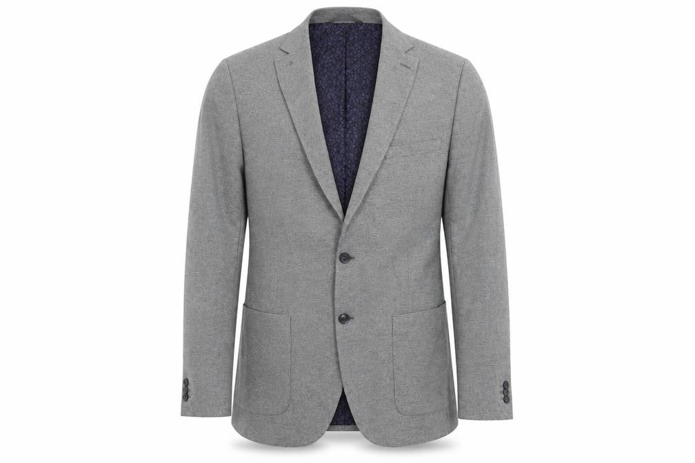 Front view of Marks & Spencer men’s grey polyester jacket suit jacket, size 42