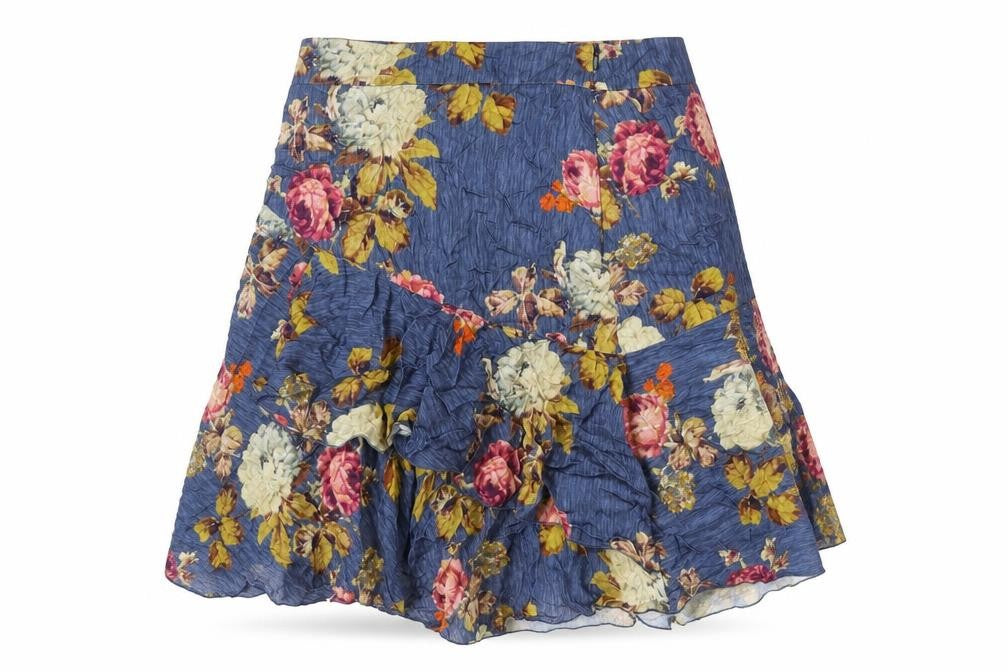 Oui Womens Multicoloured Floral Viscose Mini Skirt Size 8 Zip