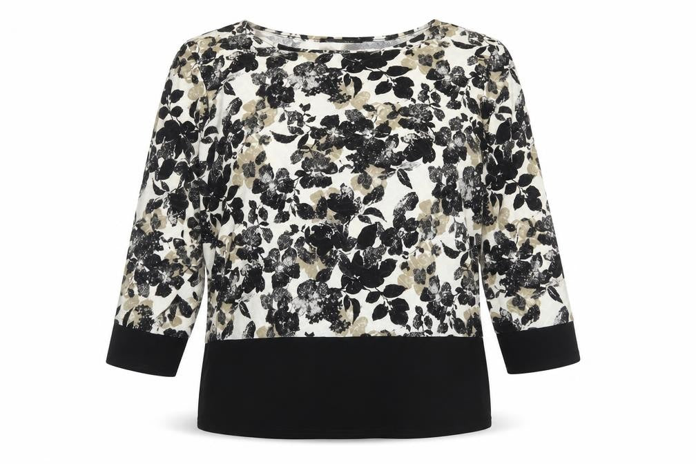 Front view of JUST ELEGANCE women’s multicoloured floral polyester basic blouse, size UK 20, round neck