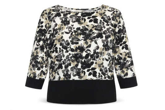 Front view of JUST ELEGANCE women’s multicoloured floral polyester basic blouse, size UK 20, round neck