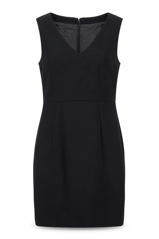 Front view of Soaked in Luxury women’s blue polyester sheath, size L, v-neck zip