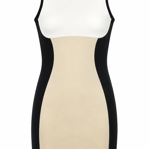 Preworn Womens Black Colourblock Cotton Bodycon Size 6 Scoop Neck Pullover