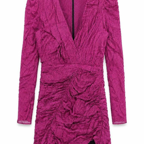 Zara Womens Pink Polka Dot Viscose Bodycon Size S V-Neck Zip
