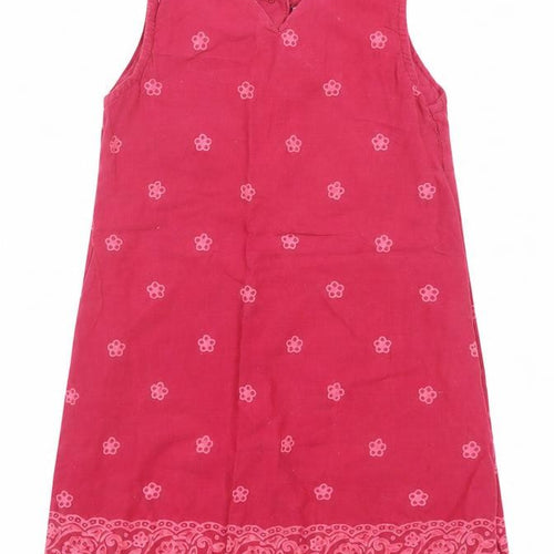 F&F Girls Pink Floral Cotton A-Line Size 18-24 Months V-Neck Button