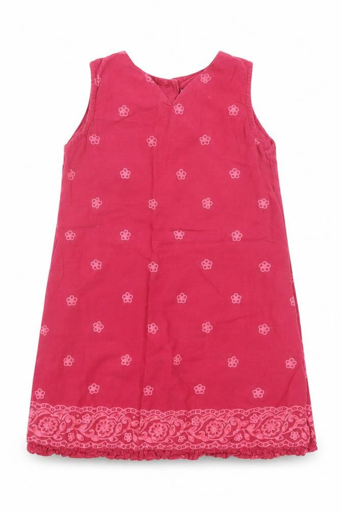 F&F Girls Pink Floral Cotton A-Line Size 18-24 Months V-Neck Button