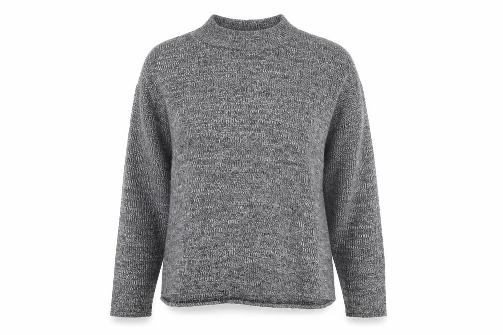 Front view of H&M women’s grey round neck polyester jumper, size M