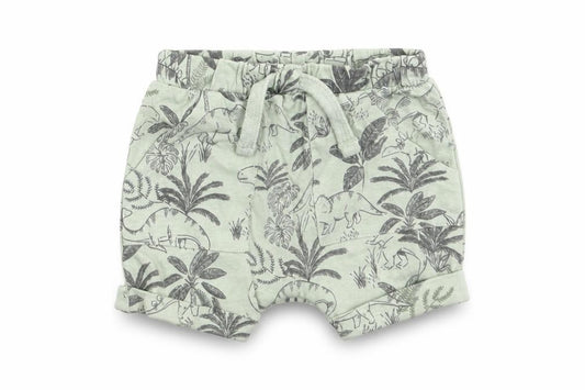 Front view of Tu boys’ multicoloured geometric cotton cropped trousers, size 0-3, months drawstring - dinosaurs