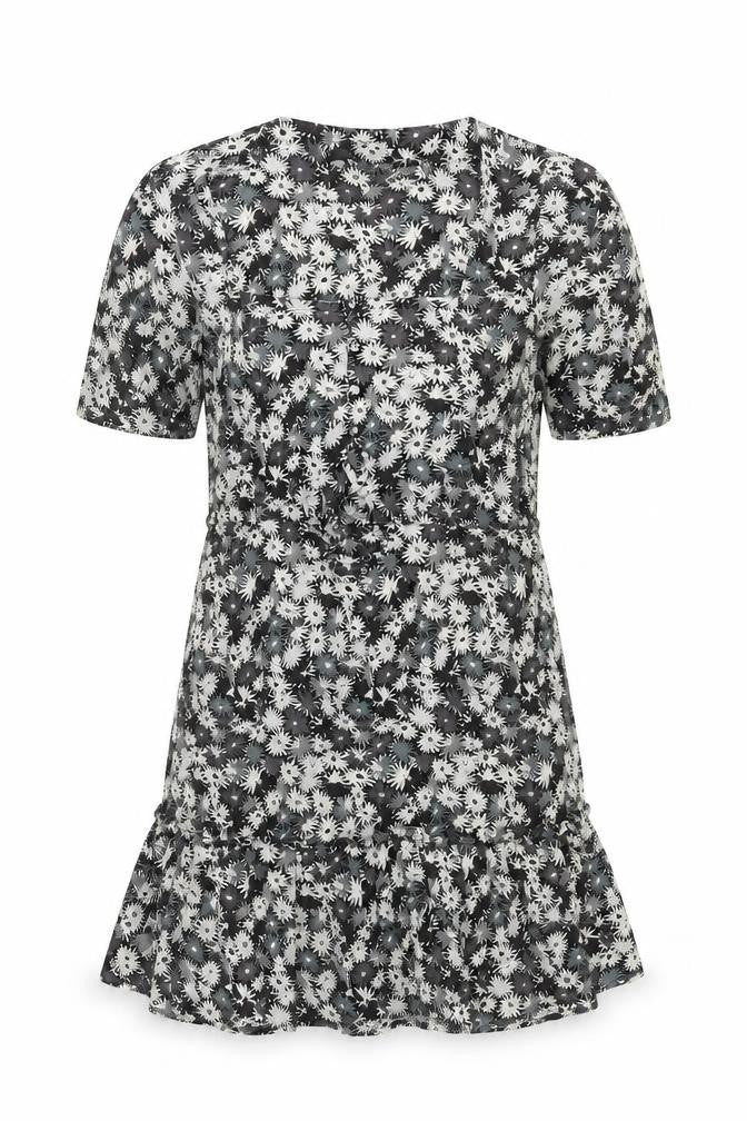 Front view of Next women’s grey floral viscose kaftan, size UK 12, square neck pullover