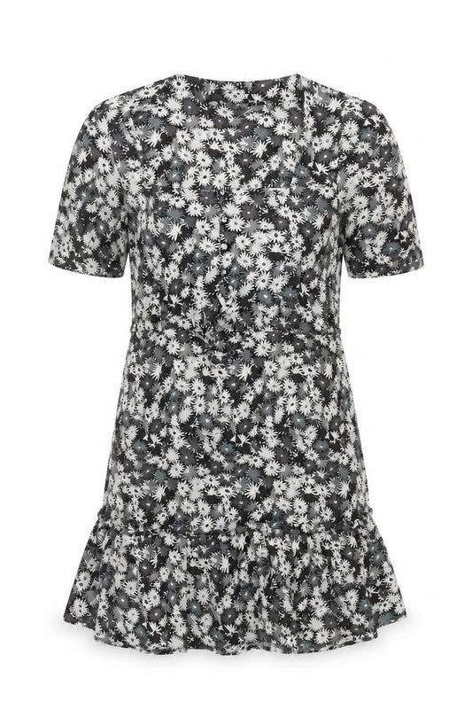 Front view of Next women’s grey floral viscose kaftan, size UK 12, square neck pullover
