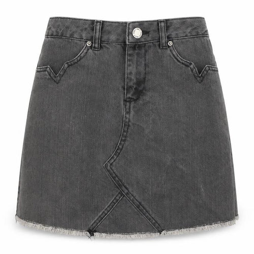 Miss Selfridge Womens Grey Cotton Mini Skirt Size 6 Zip