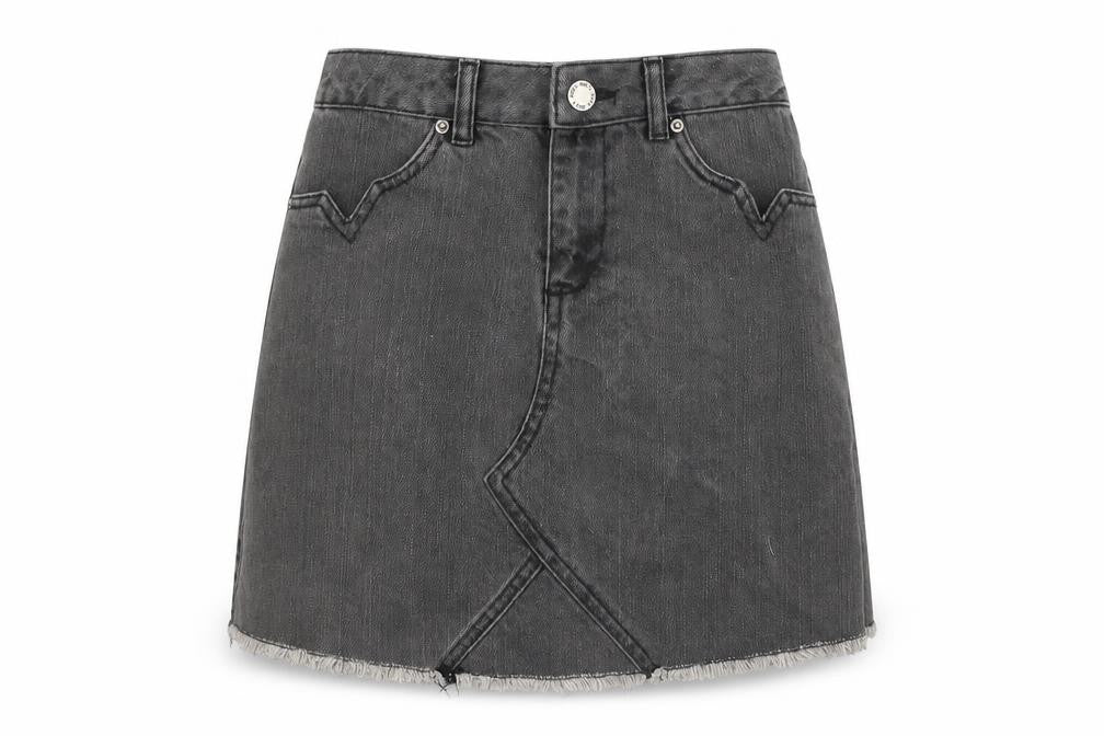Miss Selfridge Womens Grey Cotton Mini Skirt Size 6 Zip