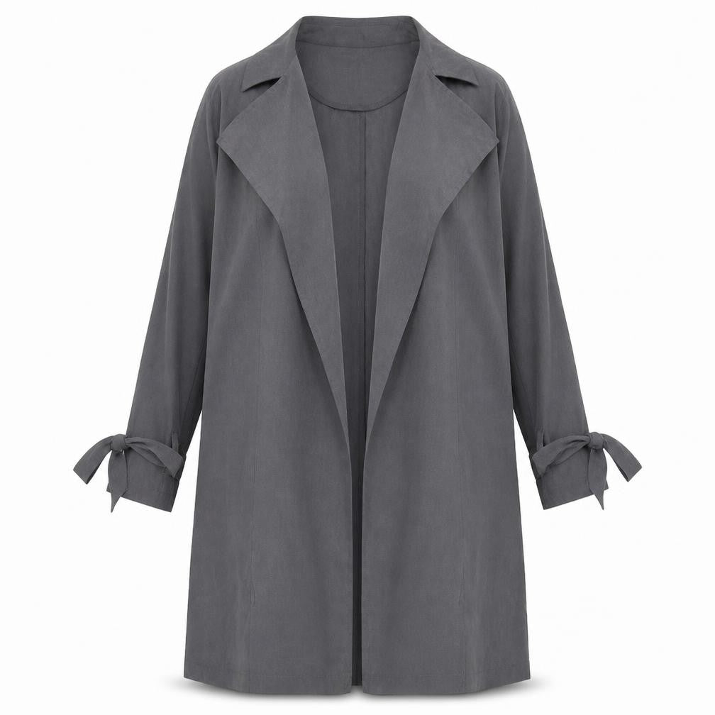 Front view of Debenhams women’s grey jacket, size UK 8, tie