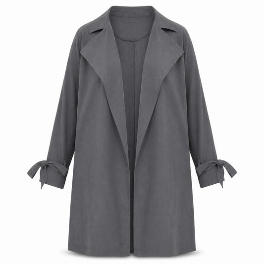 Front view of Debenhams women’s grey jacket, size UK 8, tie
