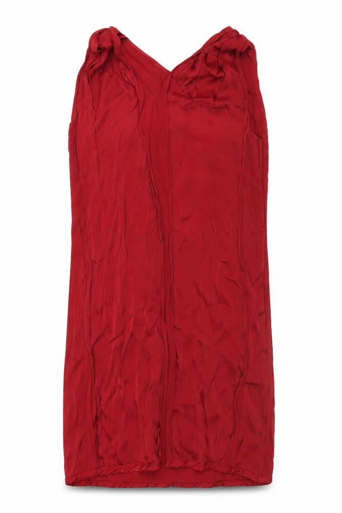 Front view of Max Studio women’s red viscose tank dress, size M, v-neck pullover