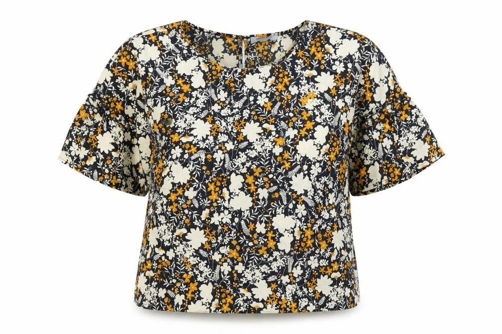 Front view of Great Plains women’s multicoloured floral polyester basic blouse, size UK 14, round neck