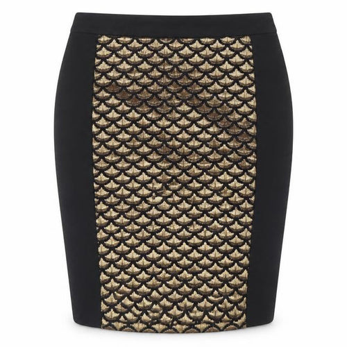 BiBA Womens Black Geometric Polyester Straight & Pencil Skirt Size 10 Zip