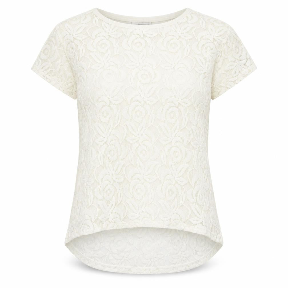 Front view of Cut Loose women’s white geometric cotton basic t-shirt, size M, round neck