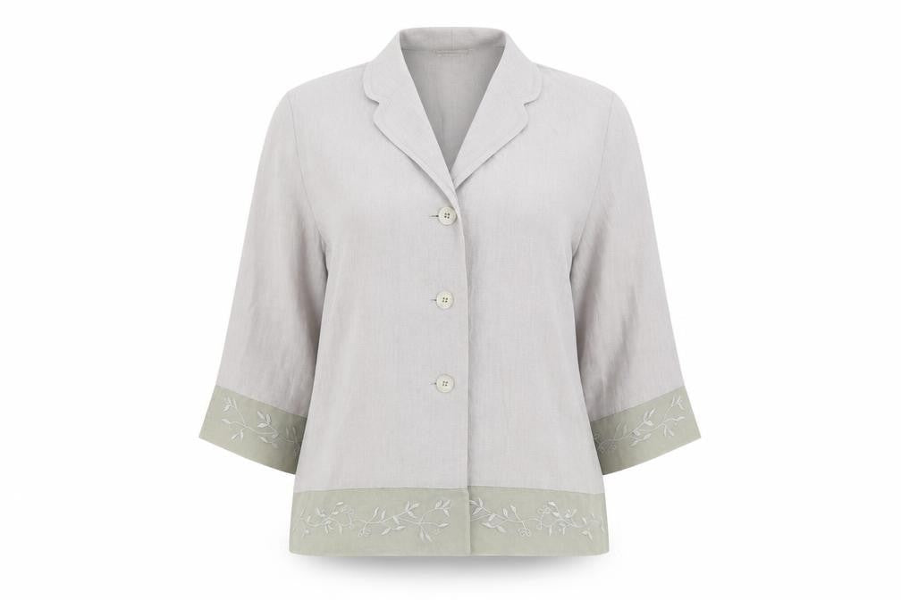 Front view of Gold women’s grey acetate basic button-up, size UK 12, v-neck