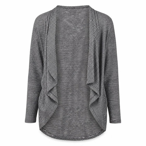 Miss Selfridge Womens Grey Round Neck Striped Polyester Cardigan Jumper Size 10
