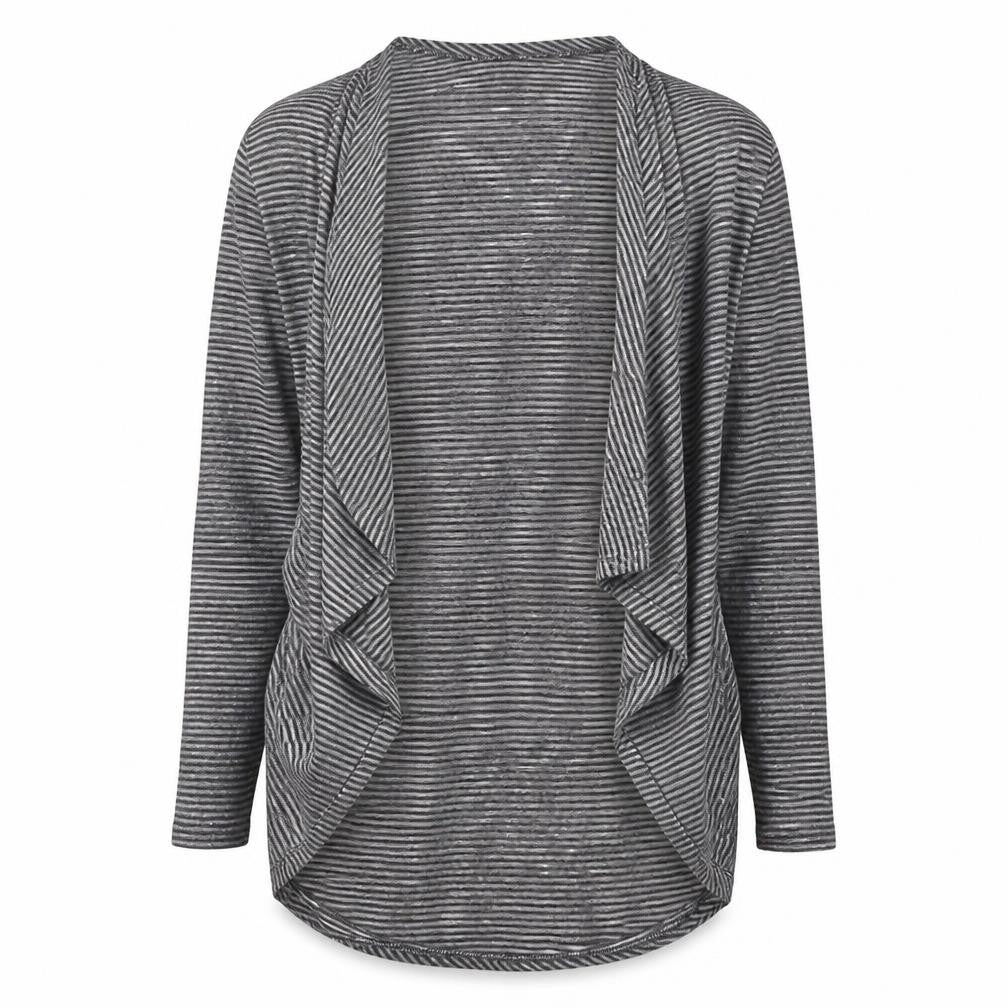 Miss Selfridge Womens Grey Round Neck Striped Polyester Cardigan Jumper Size 10