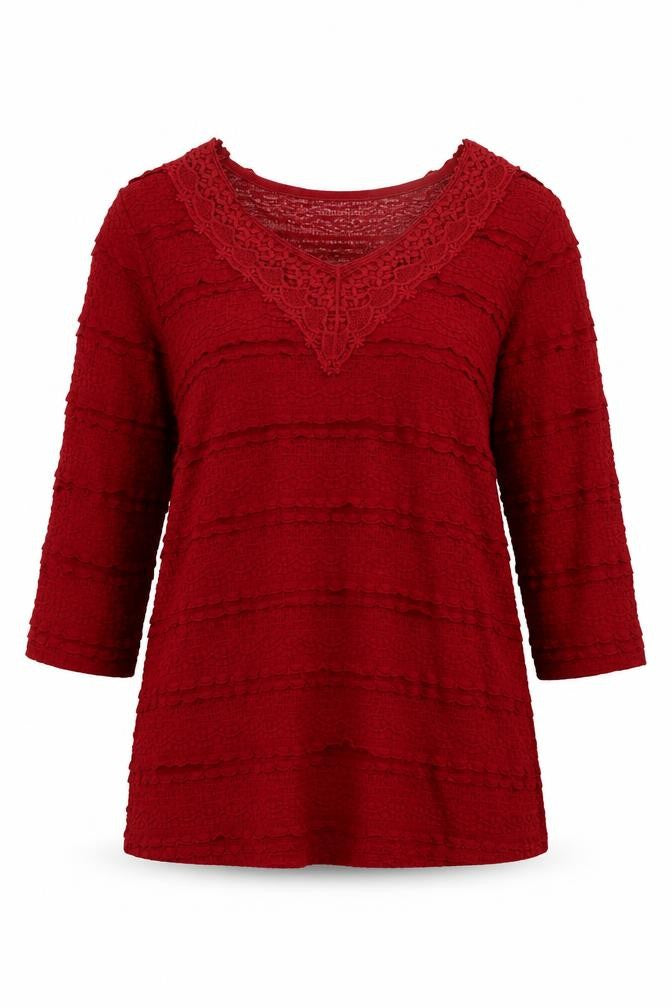 Front view of Per Una women’s red polyester basic blouse, size M, v-neck