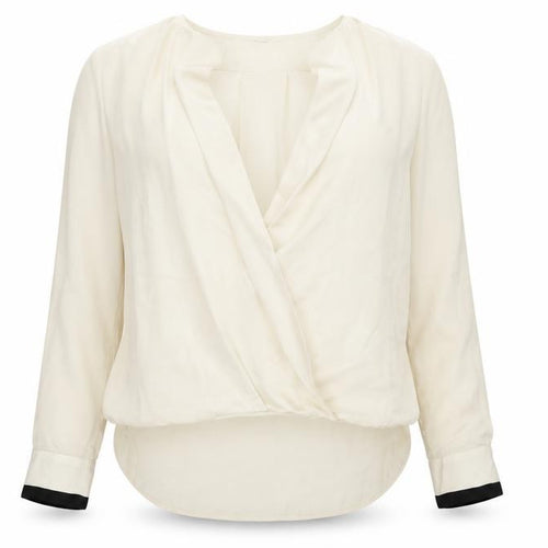 Mango Womens Beige Polyester Basic Blouse Size XS V-Neck