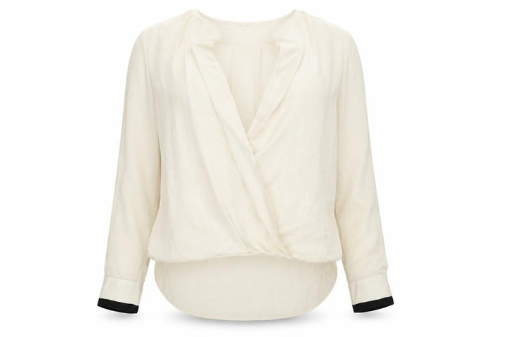 Mango Womens Beige Polyester Basic Blouse Size XS V-Neck