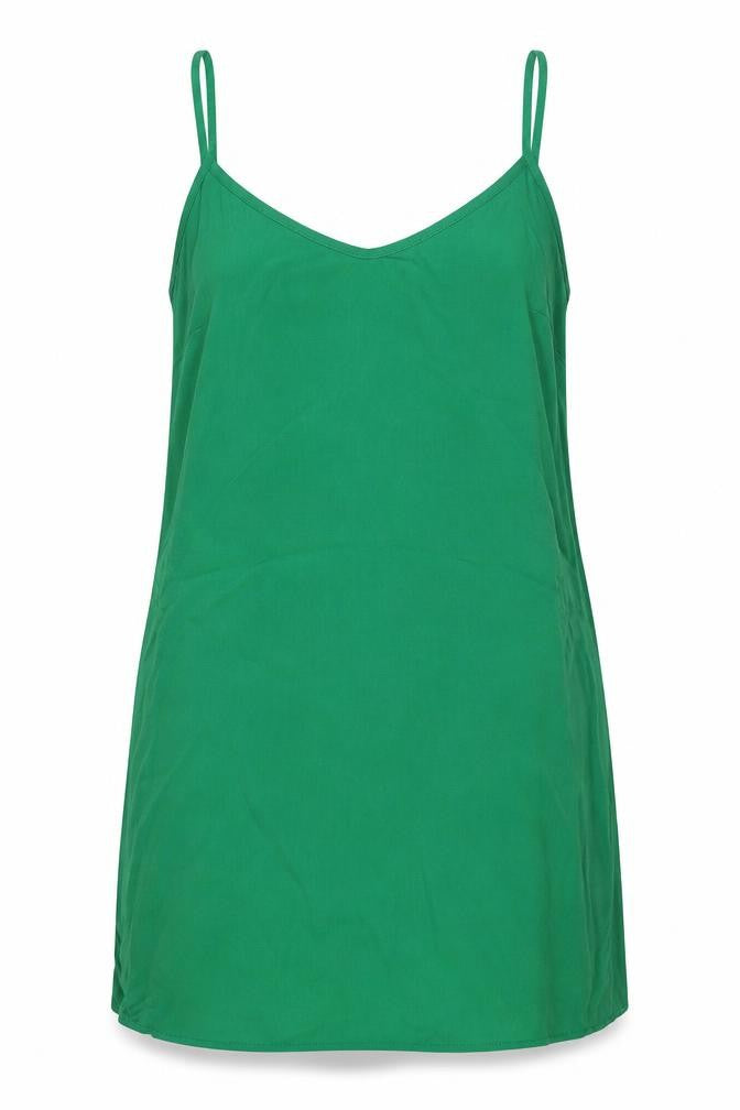 Front view of Marks & Spencer women’s green polyester mini, size UK 14, v-neck pullover