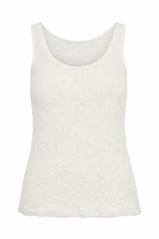 Front view of Next women’s ivory polyamide basic tank, size UK 10, scoop neck