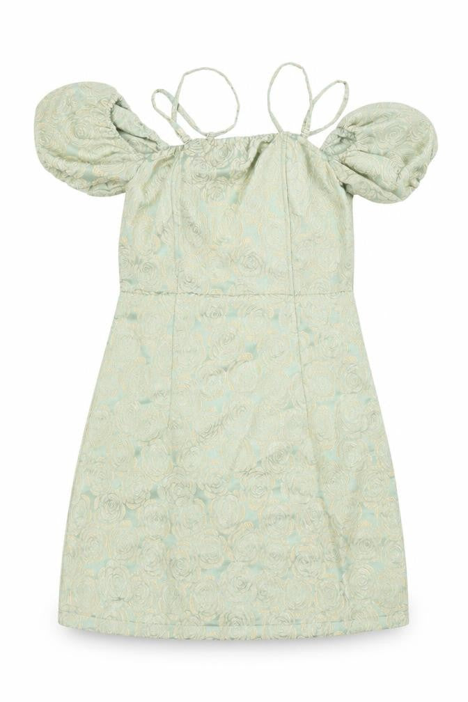 Naanaa Womens Green Floral Polyester Mini Size 10 Off the Shoulder Zip - Adjustable straps