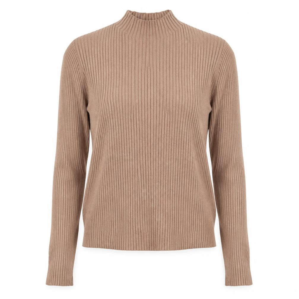 Bershka Womens Beige Roll Neck Viscose Pullover Jumper Size 30 - Ribbed fabric