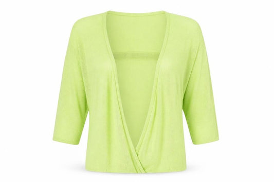 Front view of Atmosphere women’s green v-neck cotton cardigan jumper, size S