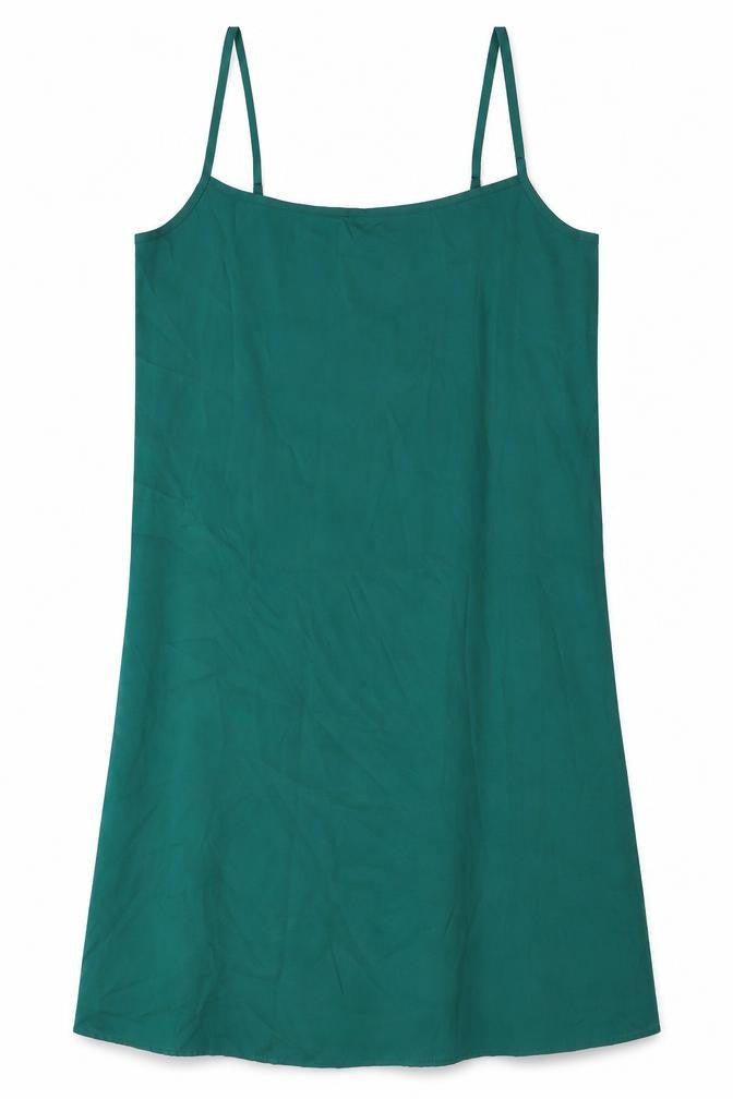 Front view of Marks & Spencer women’s green polyester cami dress, size UK 10